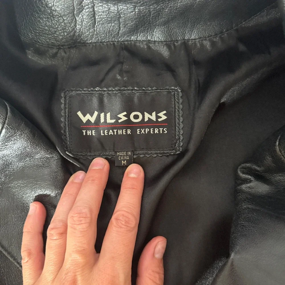 Vintage Wilsons The Leather Experts Mens Black Leather Blazer Jacket  Size M